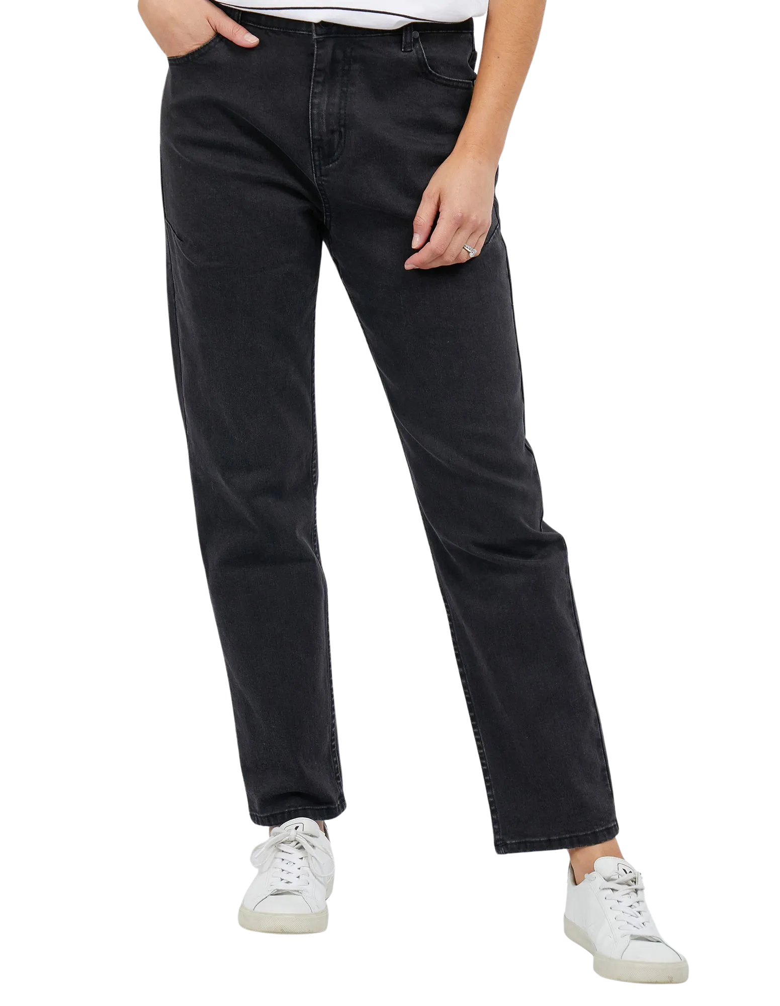 Foxwood - Barkly Straight Leg Jean - Solid Black