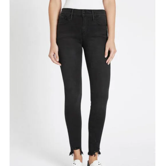 FRAME black raw ankle hem skinny jeans