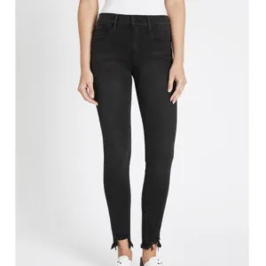 FRAME black raw ankle hem skinny jeans