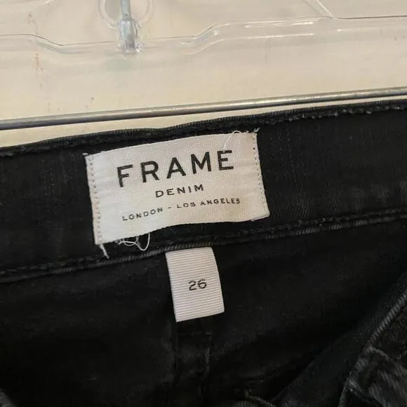 FRAME black raw ankle hem skinny jeans
