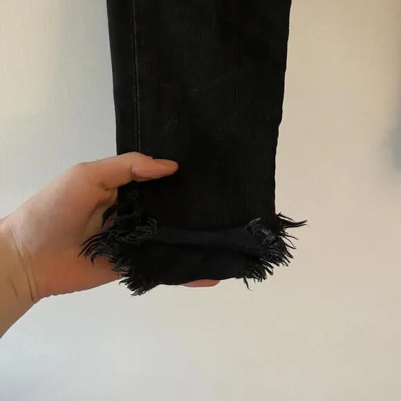 FRAME black raw ankle hem skinny jeans