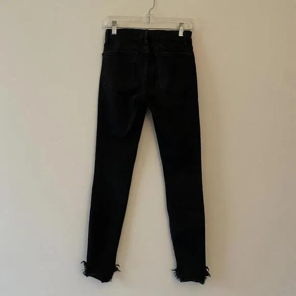 FRAME black raw ankle hem skinny jeans