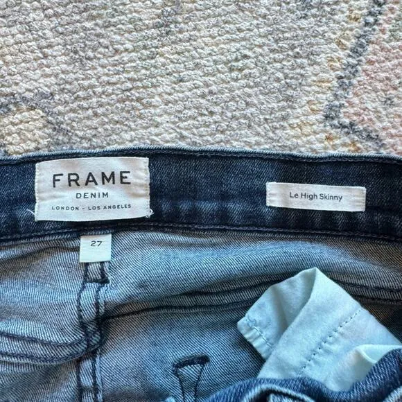 Frame Denim Le High Skinny Dark Wash Distressed Jeans Size 27