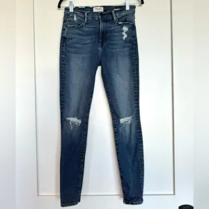 Frame Denim Le High Skinny Dark Wash Distressed Jeans Size 27