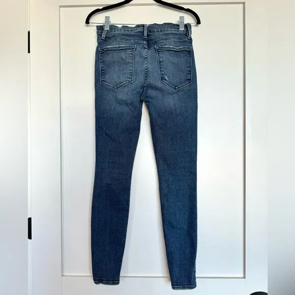 Frame Denim Le High Skinny Dark Wash Distressed Jeans Size 27
