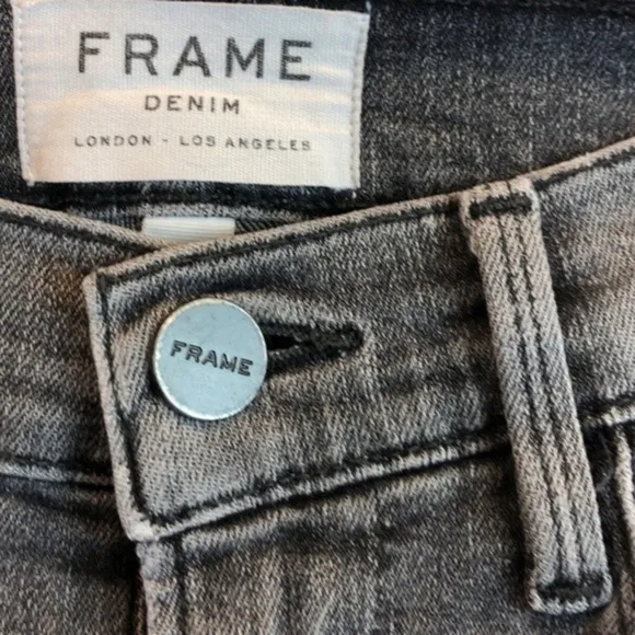 Frame Denim Le High Skinny Grey Fray Jeans
