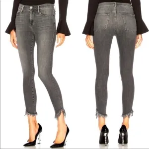 Frame Denim Le High Skinny Grey Fray Jeans