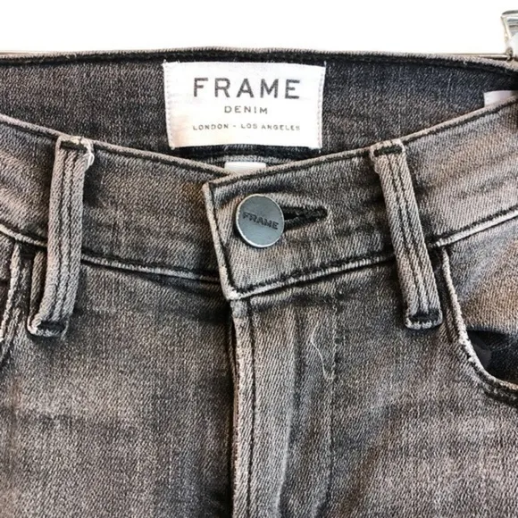 Frame Denim Le High Skinny Grey Fray Jeans