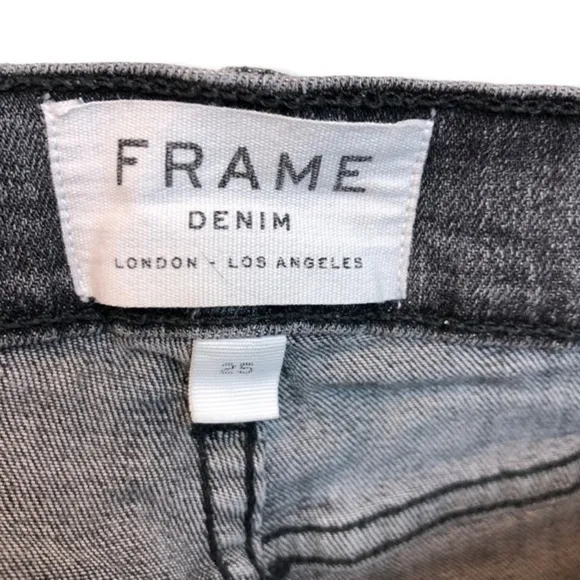 Frame Denim Le High Skinny Grey Fray Jeans