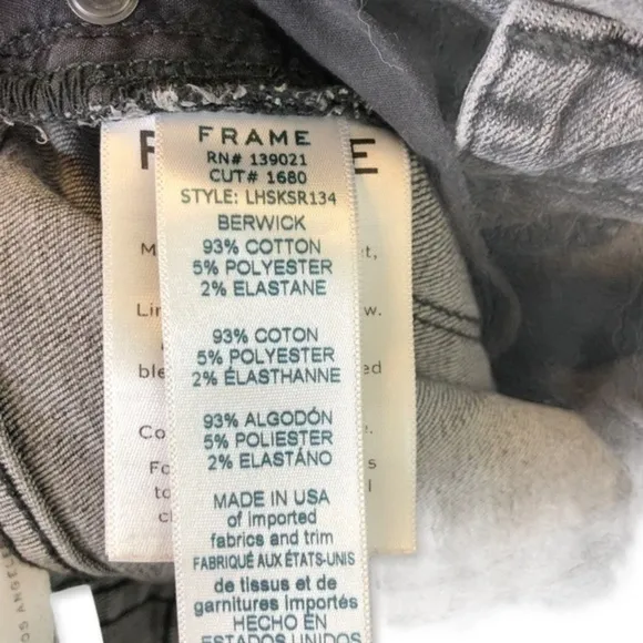 Frame Denim Le High Skinny Grey Fray Jeans