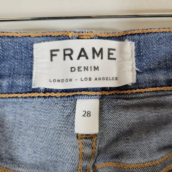 FRAME DENIM Le Skinny Jeanne distressed low rise skinny leg faded jeans