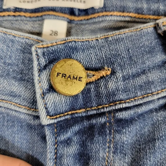 FRAME DENIM Le Skinny Jeanne distressed low rise skinny leg faded jeans