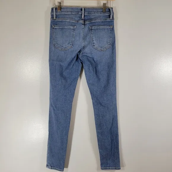 FRAME DENIM Le Skinny Jeanne distressed low rise skinny leg faded jeans
