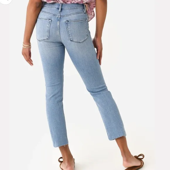 Frame Le High Straight Raw Edge Hem Jeans