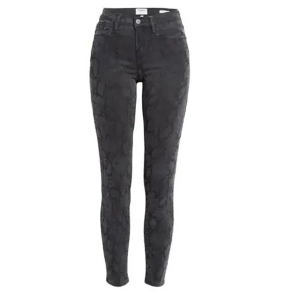FRAME Le Skinny de Jeanne Python Print Jeans Gray XS Size 25 Snake