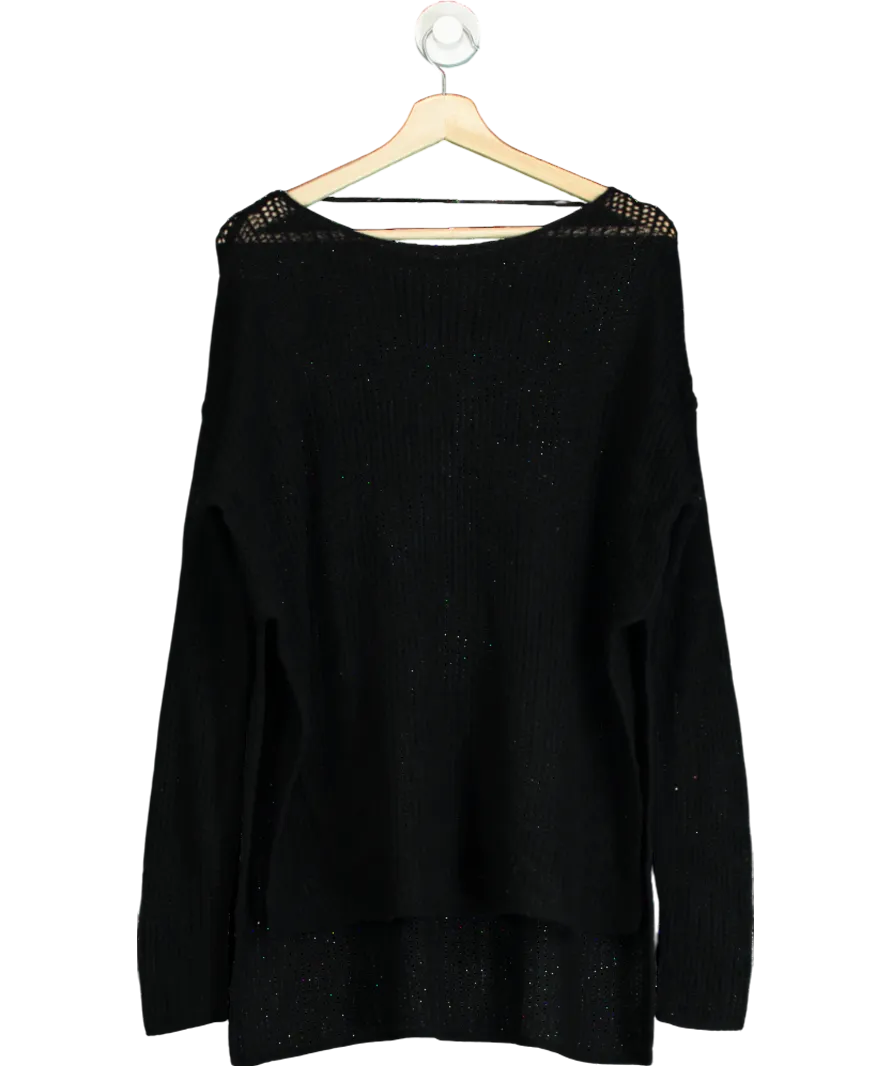 Free People Black Open Knit Split Side Jumper UK S