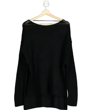 Free People Black Open Knit Split Side Jumper UK S
