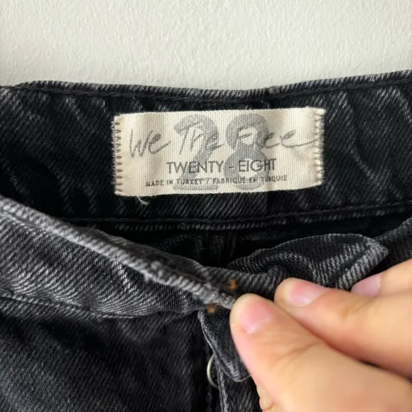 Free People We The Free High Rise Wide Straight Leg Jeans  Slit Hem Sz 28
