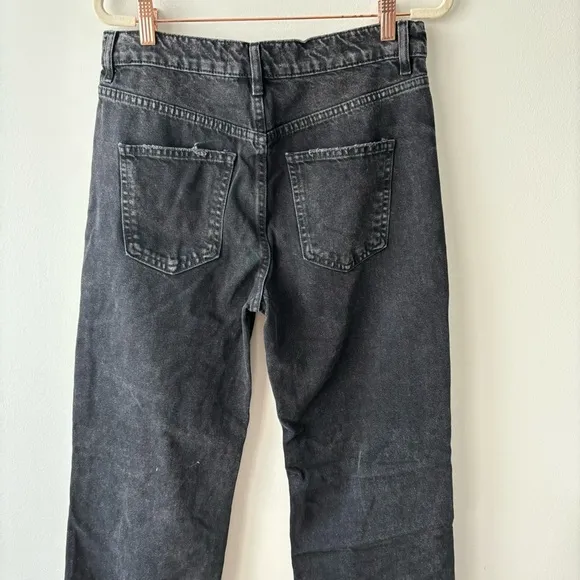 Free People We The Free High Rise Wide Straight Leg Jeans  Slit Hem Sz 28