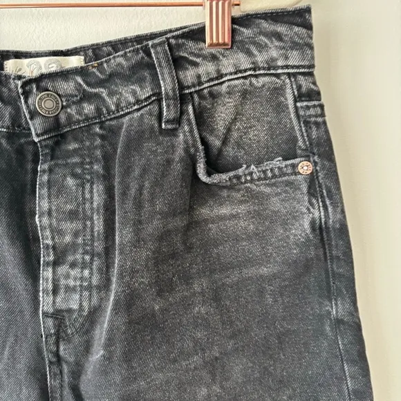 Free People We The Free High Rise Wide Straight Leg Jeans  Slit Hem Sz 28