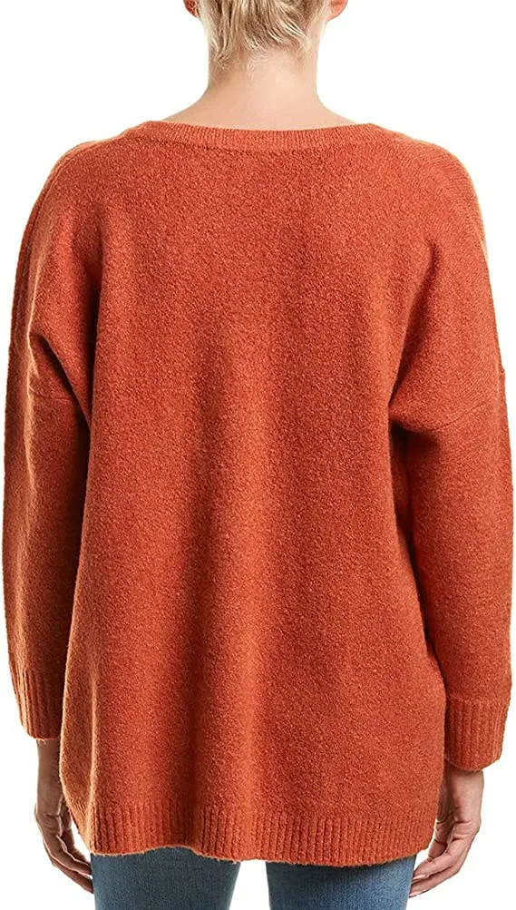 French Connection Womens Flossy Pullover Sweater, Orange, Small