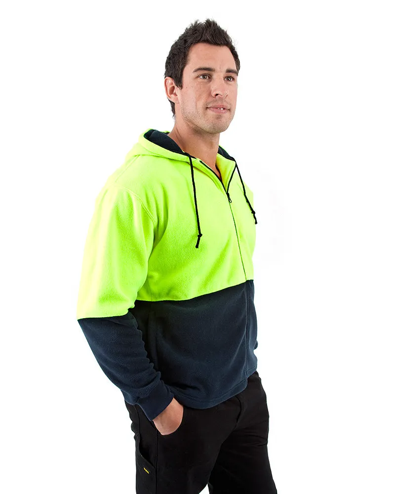 Full Zip Polar Fleece Hoodie - Yellow/Navy