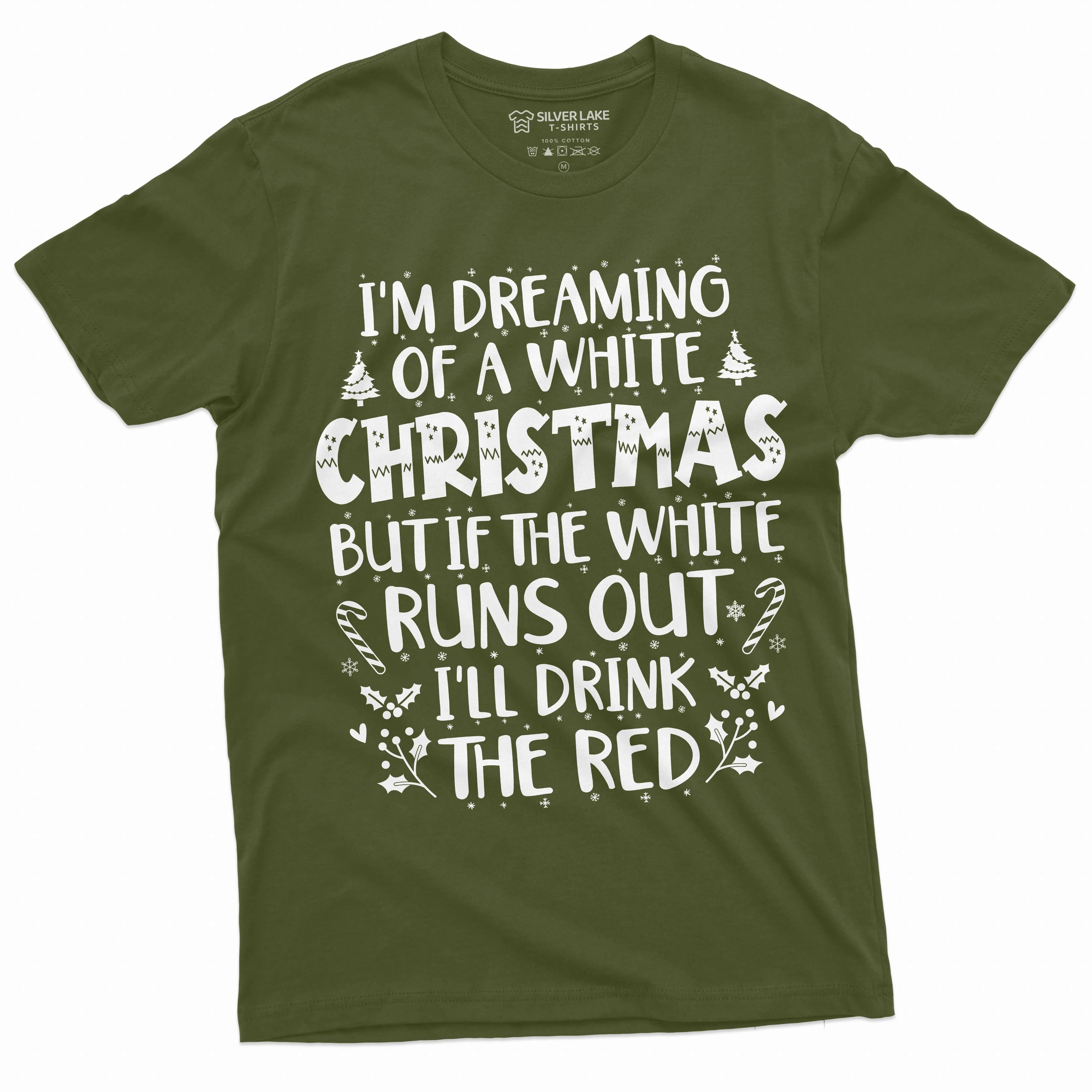 Funny Christmas Party drinking white red wine tee shirt White Christmas Men's funny shirt