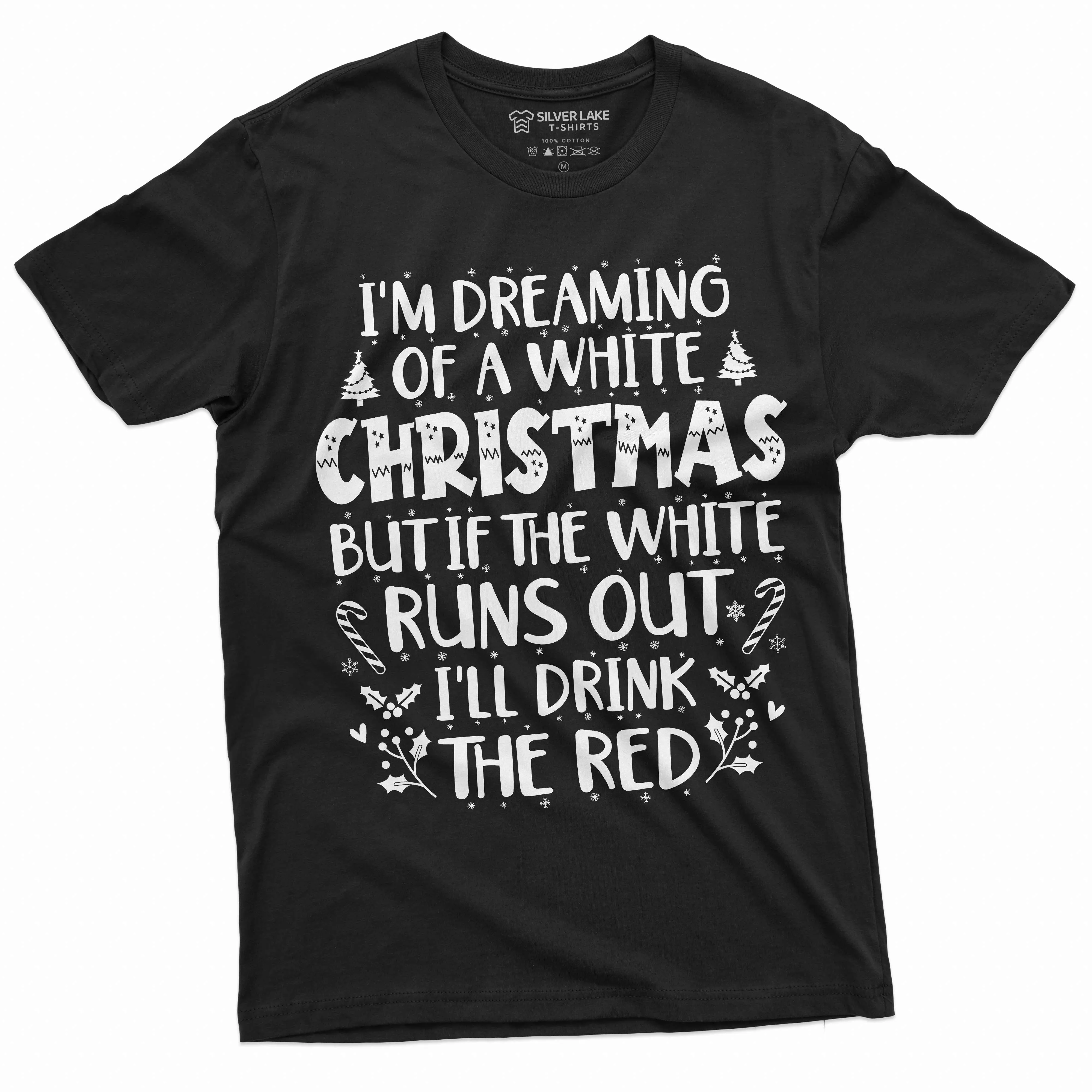 Funny Christmas Party drinking white red wine tee shirt White Christmas Men's funny shirt