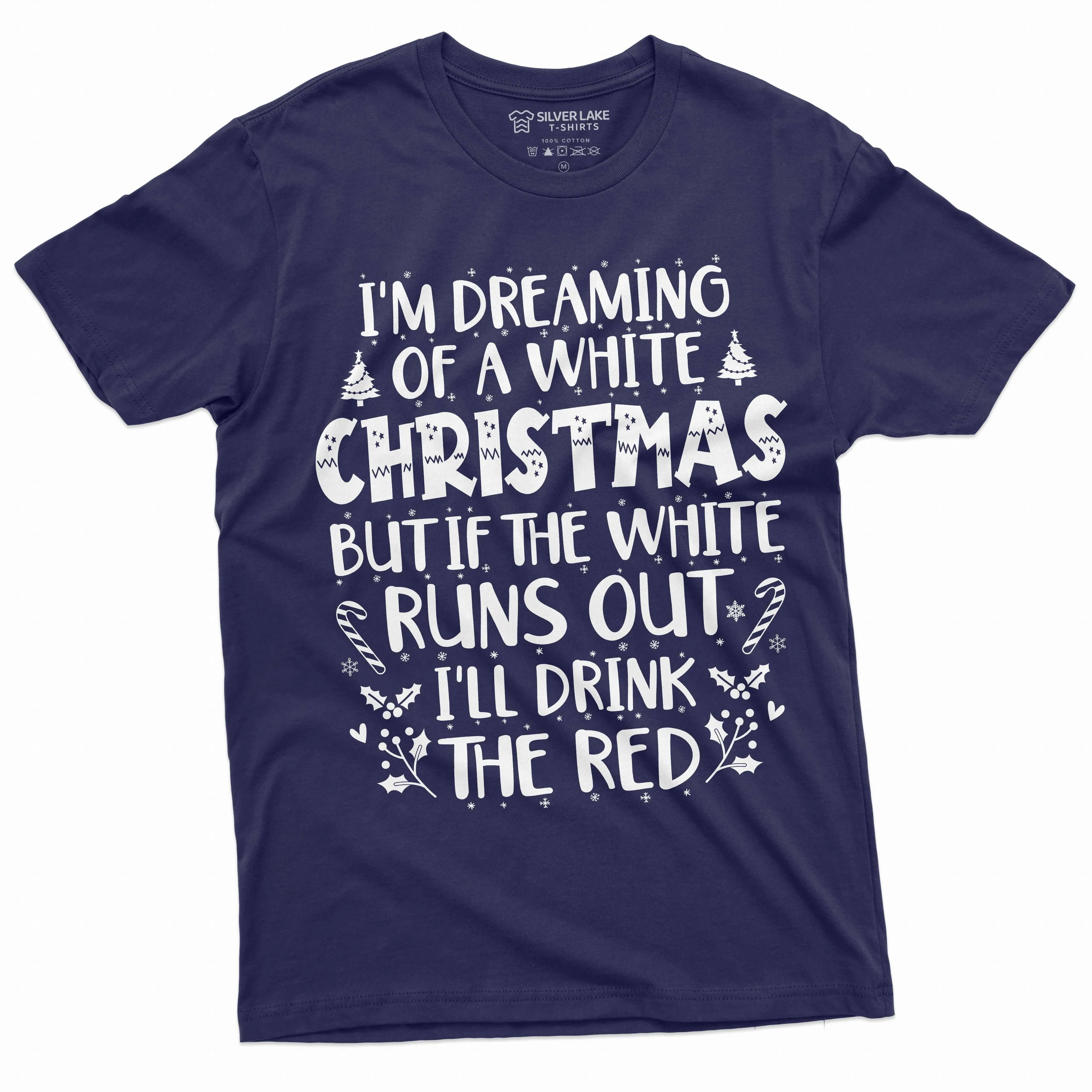 Funny Christmas Party drinking white red wine tee shirt White Christmas Men's funny shirt
