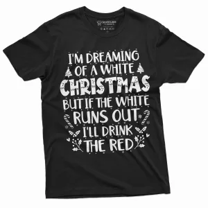 Funny Christmas Party drinking white red wine tee shirt White Christmas Men's funny shirt