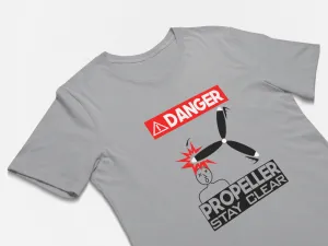 Funny Pilot T-Shirt Danger Propeller Stay Clear