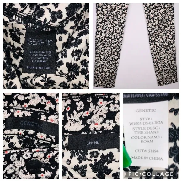 Genetic Shane Skinny Jacquard Floral Brocade Jeans