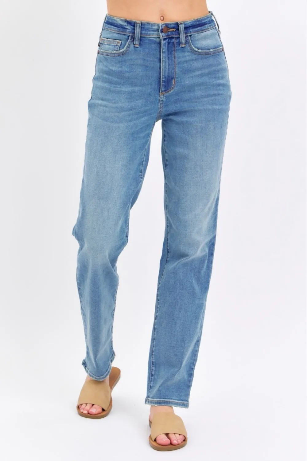 Gia High Waist Straight Jeans – Medium Wash, Judy Blue
