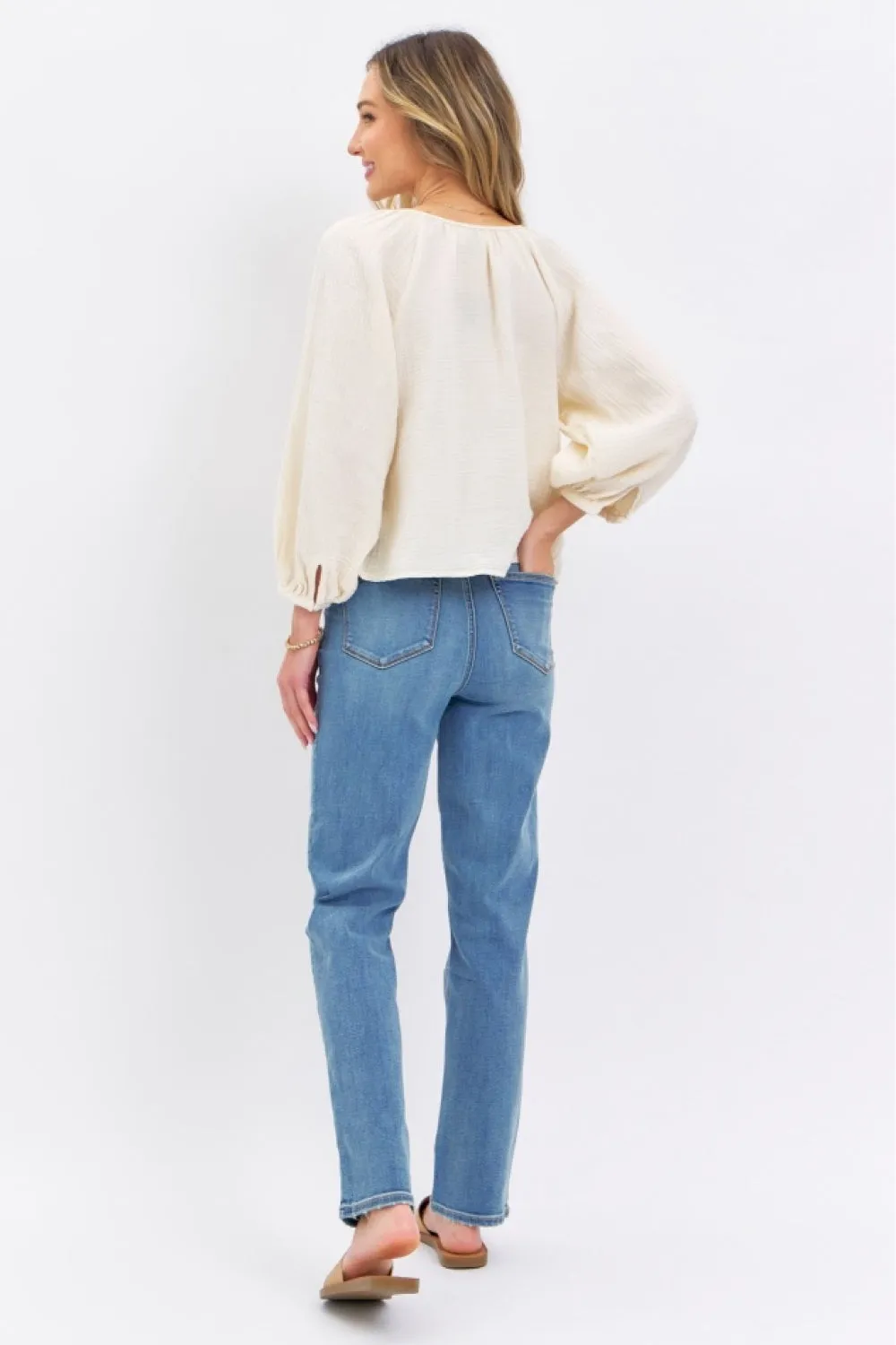 Gia High Waist Straight Jeans – Medium Wash, Judy Blue