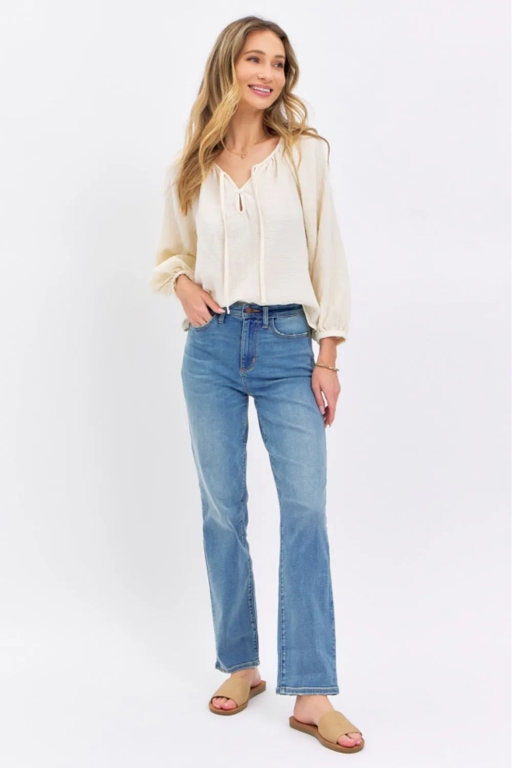 Gia High Waist Straight Jeans – Medium Wash, Judy Blue