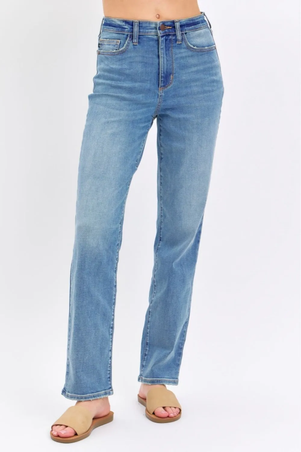 Gia High Waist Straight Jeans – Medium Wash, Judy Blue