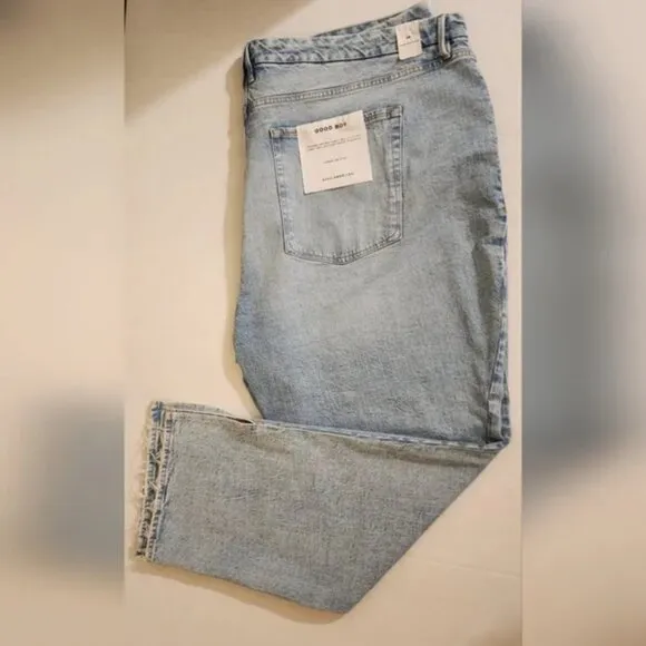 Good American &quot;Good Boy&quot; Stonewashed Straight Leg Jeans - 28