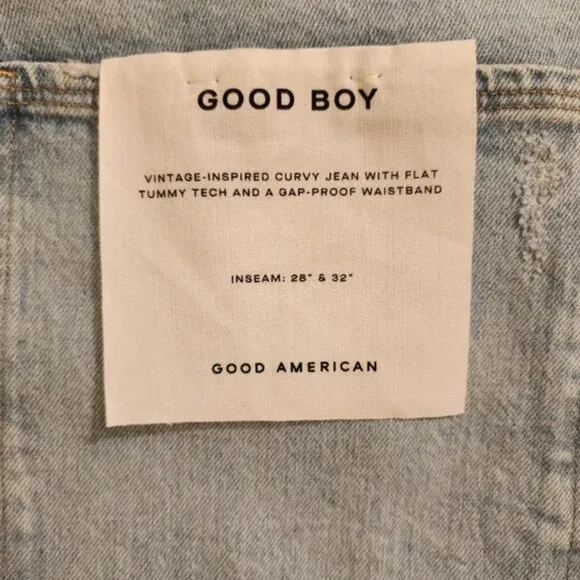 Good American &quot;Good Boy&quot; Stonewashed Straight Leg Jeans - 28