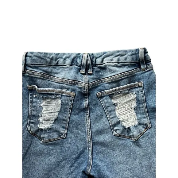 GOOD AMERICAN Good Curve Straight Jeans Distressed Hight Rise Size 8 / 29