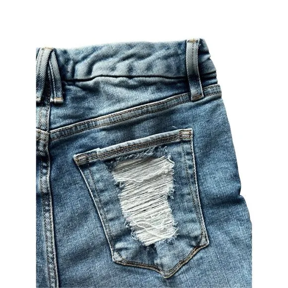 GOOD AMERICAN Good Curve Straight Jeans Distressed Hight Rise Size 8 / 29