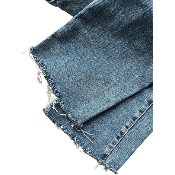 GOOD AMERICAN Good Curve Straight Jeans Distressed Hight Rise Size 8 / 29