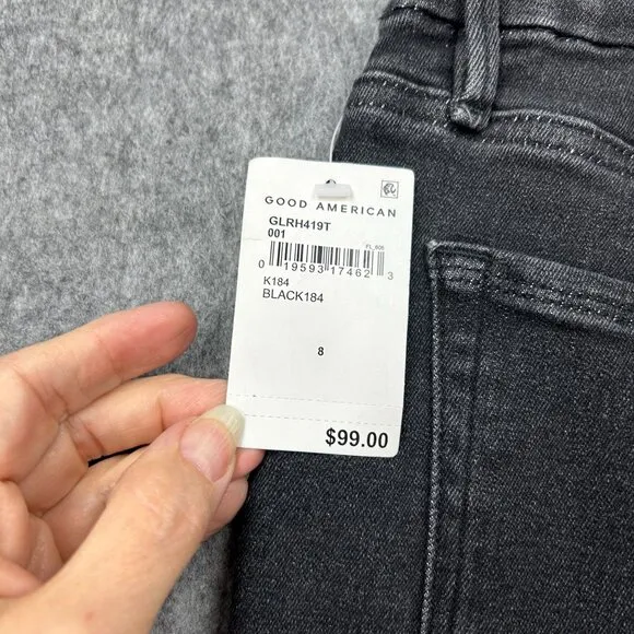 Good American Good Legs Skinny Jeans Women's Sz 8 / 29 Mid Rise Black Denim NWT