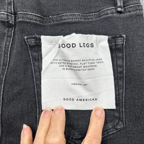 Good American Good Legs Skinny Jeans Women's Sz 8 / 29 Mid Rise Black Denim NWT