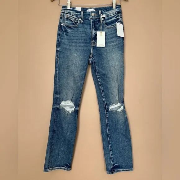 {Good American} Good Legs Stovepipe Distressed Jeans - Women's 2/26 - NWT