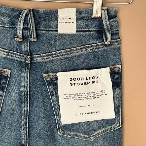 {Good American} Good Legs Stovepipe Distressed Jeans - Women's 2/26 - NWT