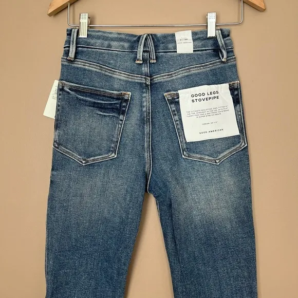 {Good American} Good Legs Stovepipe Distressed Jeans - Women's 2/26 - NWT