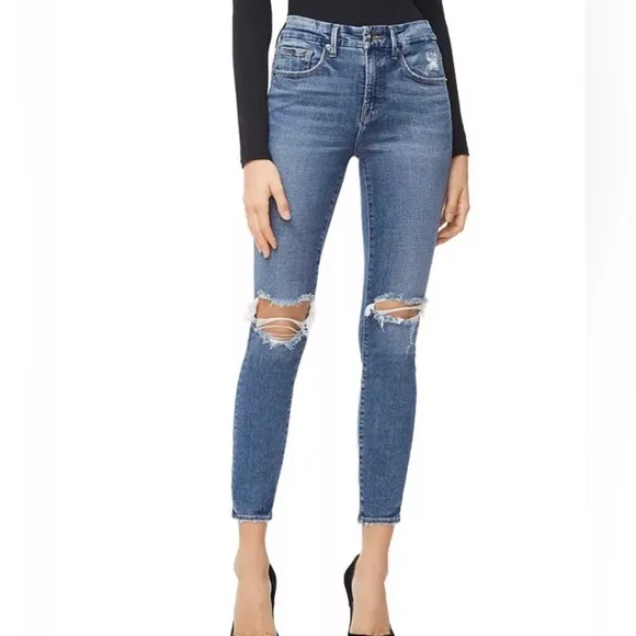 {Good American} Good Legs Stovepipe Distressed Jeans - Women's 2/26 - NWT
