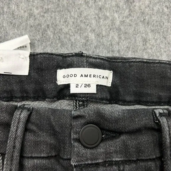 Good American Good Petite Skinny Jeans Women's Size 2 / 26 Black Denim NWT
