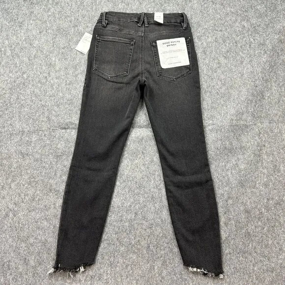 Good American Good Petite Skinny Jeans Women's Size 2 / 26 Black Denim NWT