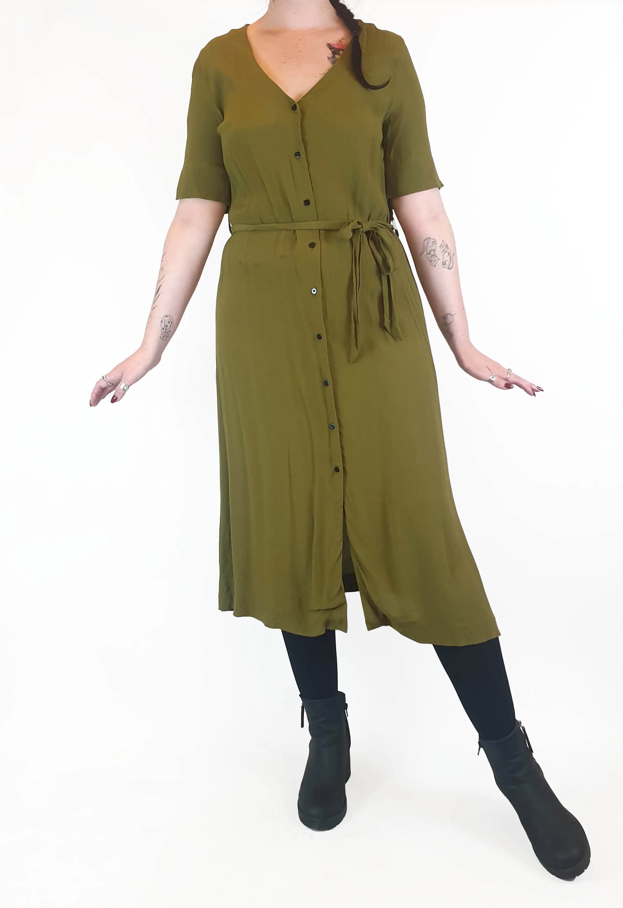Gorman olive green half sleeve dress size 12